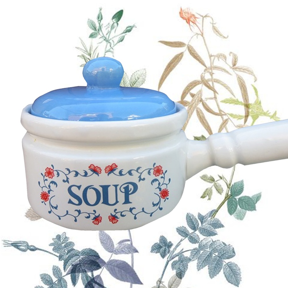 Vintage Soup Floral Bowl with Handle